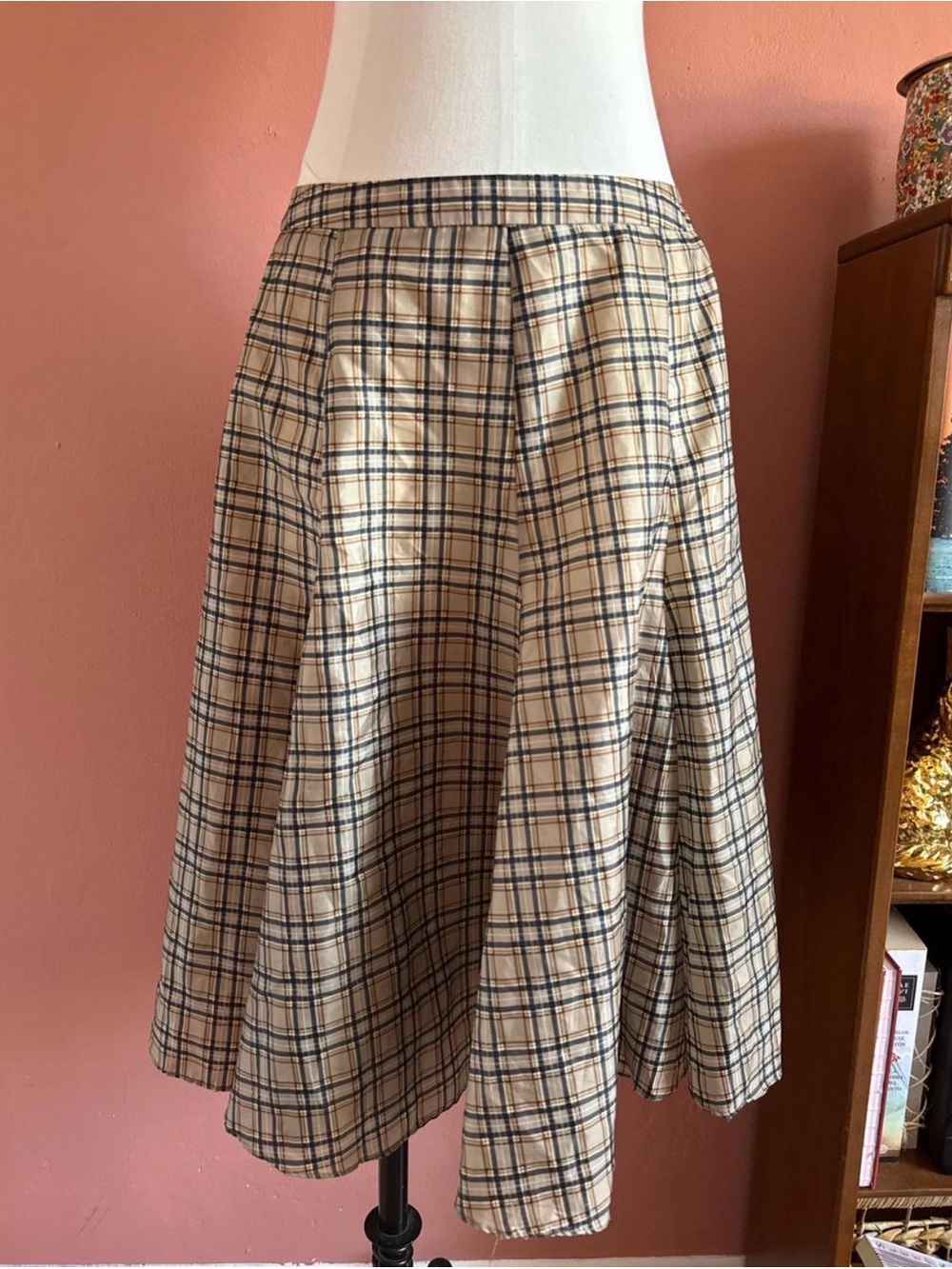 Betsey Johnson Vintage Plaid A-Line Midi Skirt